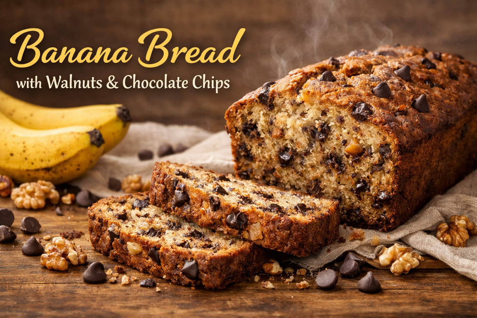 How to make Banana Bread with Walnuts and Chocolate Chips | Quick & Easy | Recipes